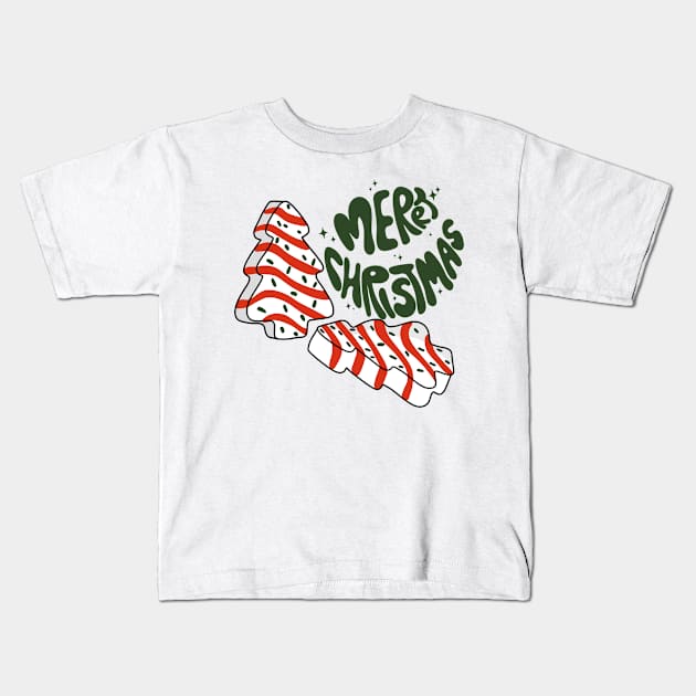 Merry Christmas Snack Cakes Kids T-Shirt by Milibella